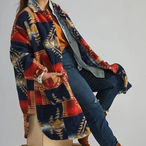 Anthropologie X Pilcro Leopard Sherpa Duster Jacket - Picture 11 of 11